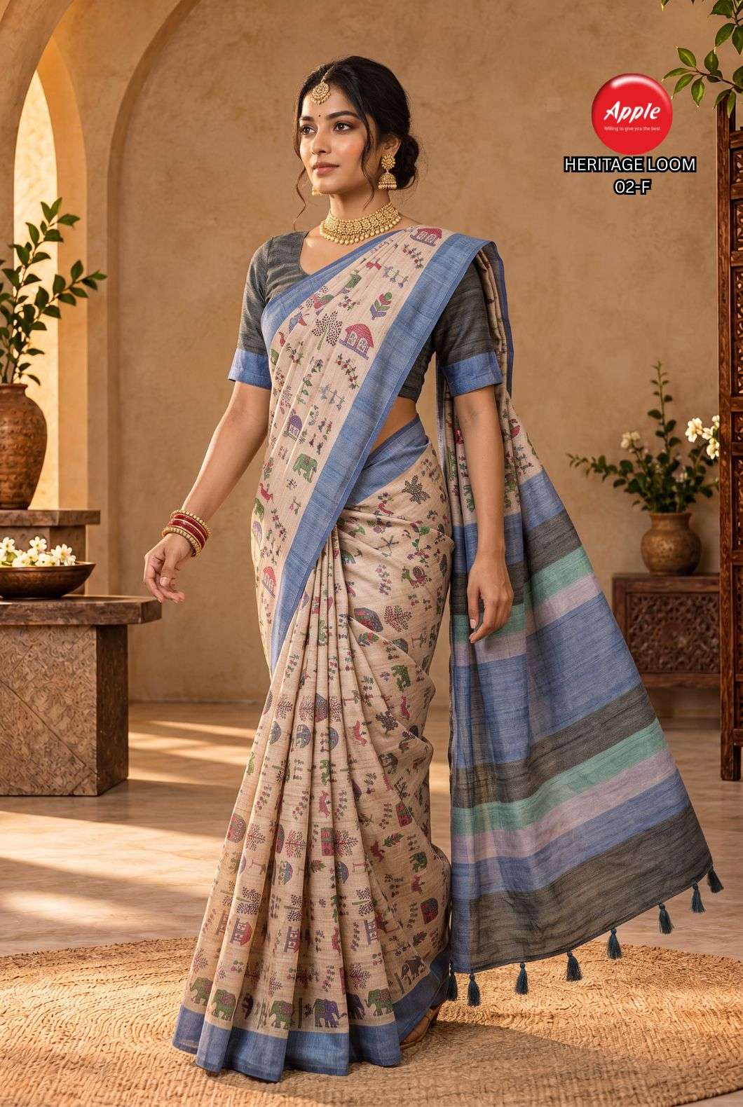 APPLE HERITAGE LOOM VOL 2 SUPER SOFT AND PURE ART SILK FABRIC SAREE WHOLESALE IN SURAT